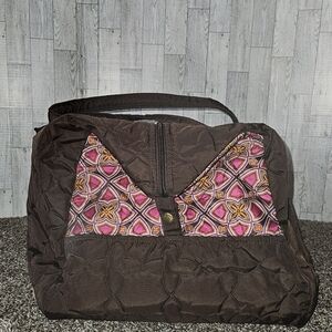 Cindy B Brown Duffle Bag with Gold Accents